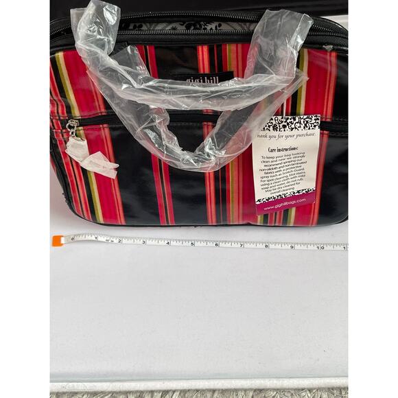 Gigi Hill Striped Cosmetic Bag Heart Zipper Pull - Picture 11 of 12